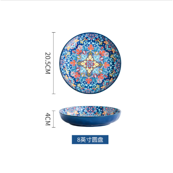 8寸波西米亚石纹陶瓷盘 单色清装 陶瓷