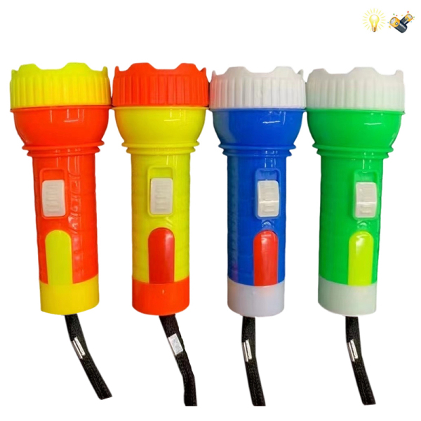 手电筒4色 电动 灯光 包电 塑料