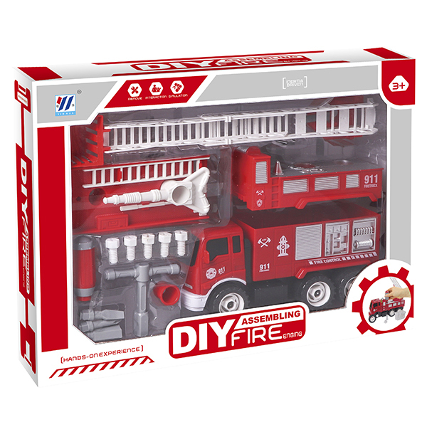 二合一大号DIY拆装消防车组合 惯性 塑料