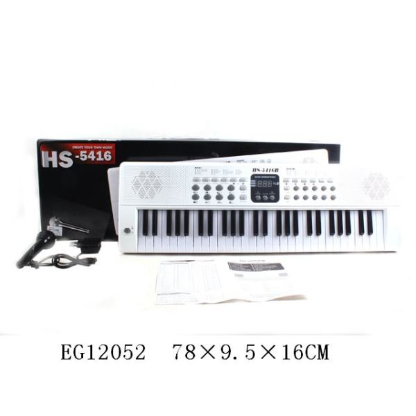 54键电子琴带麦克风,LED显示蓝色3位,充电器纯白色 仿真 不分语种IC 塑料