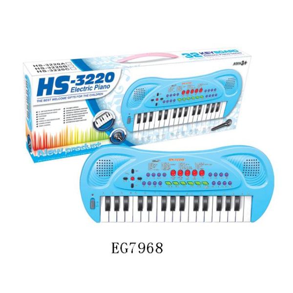 32键多功能浅蓝色电子琴带麦克风 仿真 不分语种IC 塑料