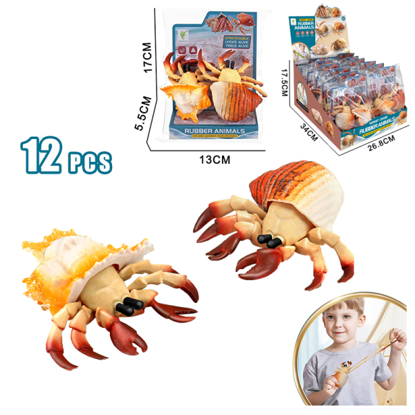 12PCS 2(pcs)TPR软胶拉伸螃蟹/鱿鱼 塑料