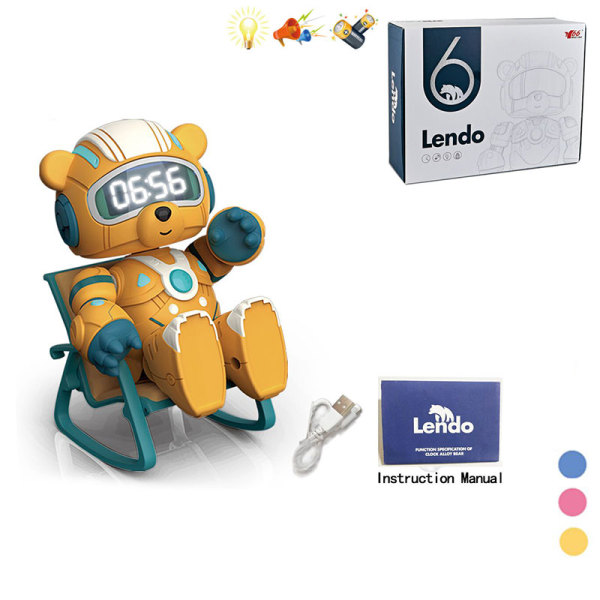 电商盒合金伦多机械闹钟时间熊配合金座椅,USB线,说明书3色 灯光 声音 金属