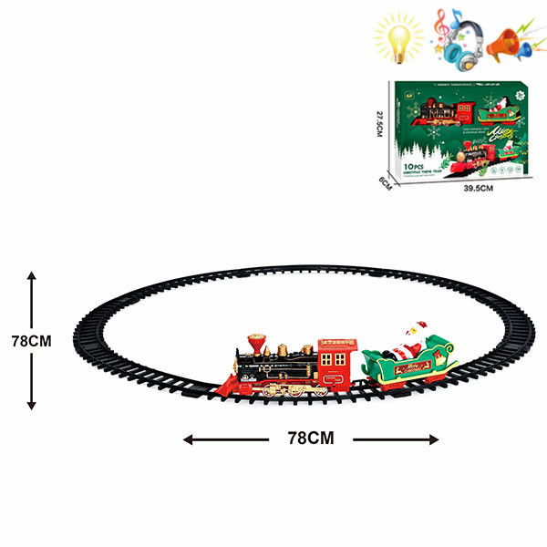 圣诞轨道火车组合 电动 灯光 声音 音乐 英文IC 塑料