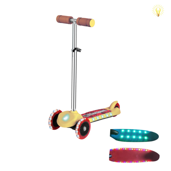 滑板车(可调节立杆) 滑板车 三轮 灯光 塑料