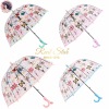 儿童蝴蝶卡通透明雨伞 单色清装 塑料