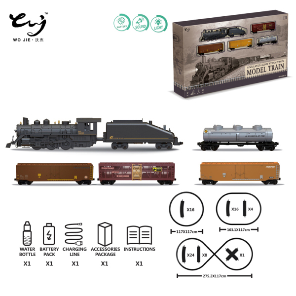 合金轨道火车组合带USB线,加水器,说明书,配件包 电动 冒烟 灯光 声音 不分语种IC 包电 金属