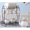 900ML21头莲花浮雕咖啡具配配架子 单色清装 陶瓷