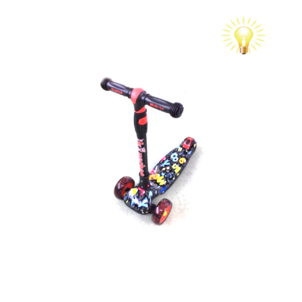 米高滑板车 （ 新款水转印大轮 可折叠） 滑板车 三轮 灯光 金属