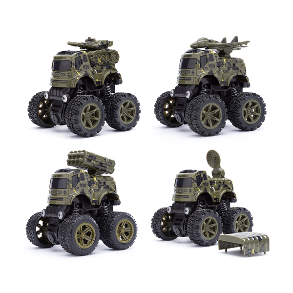 4款双惯性特技军事车 惯性 黑轮 塑料