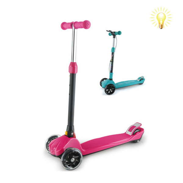 儿童滑行车(可调节T型杆) 滑板车 三轮 灯光 金属