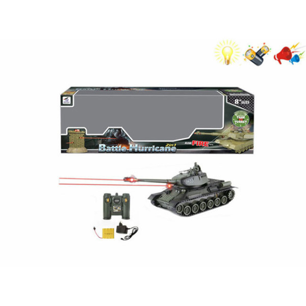 俄罗斯T-34坦克碉堡带充电器 遥控 对战 灯光 声音 不分语种IC 包电 塑料