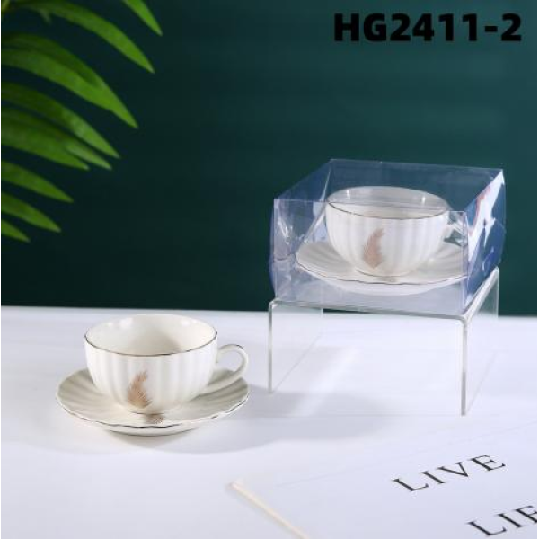 欧式描真金银强化瓷单杯单碟咖啡杯套装【90ML】 单色清装 陶瓷