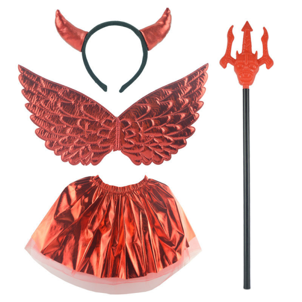 红色恶魔发夹翅膀裙子叉子四件套 套装 塑料