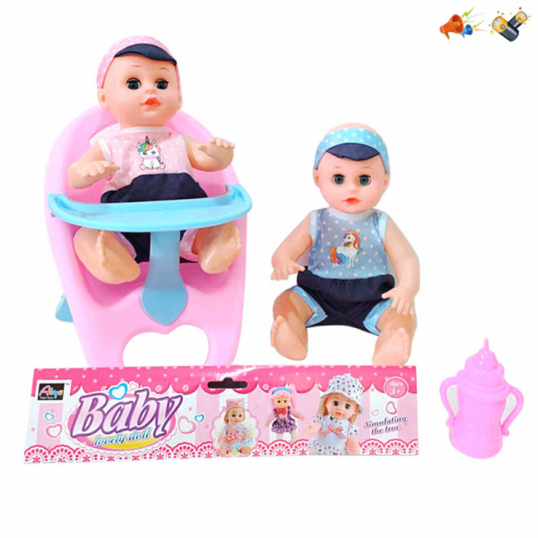 2款式娃娃带奶瓶,餐椅 喝水尿尿 14寸 声音 英文IC 包电 搪胶