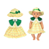 娃娃衣服-黄格裙+帽子 娃娃衣服 18寸 布绒