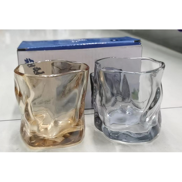 扭扭彩色玻璃洋酒酒杯2件套【170ML】 单色清装 玻璃