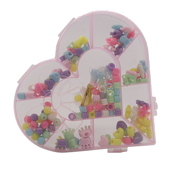 12pcs儿童DIY粉红盒糖果珠-爱心 塑料