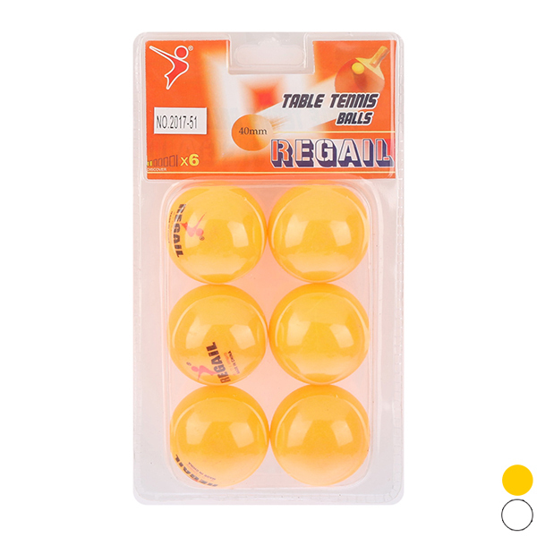 6PCS 乒乓球黄白2色 塑料