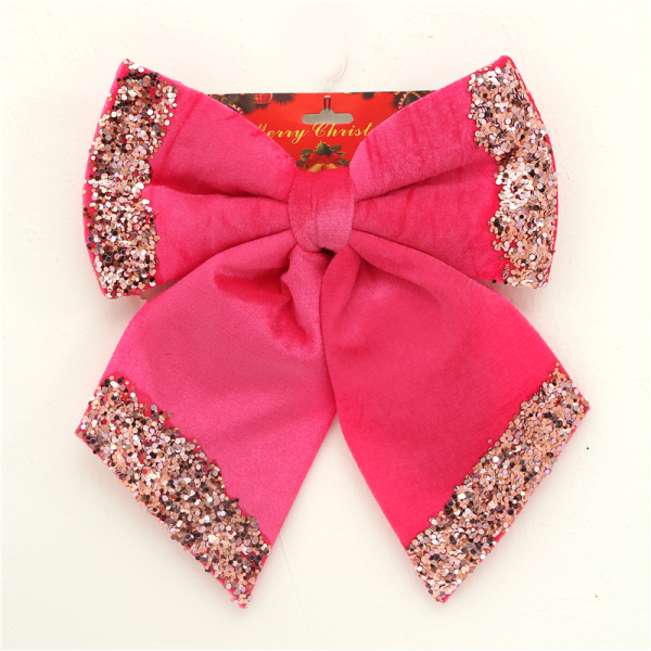 平绒蝴蝶结+片（玫红） 单色清装 纺织品