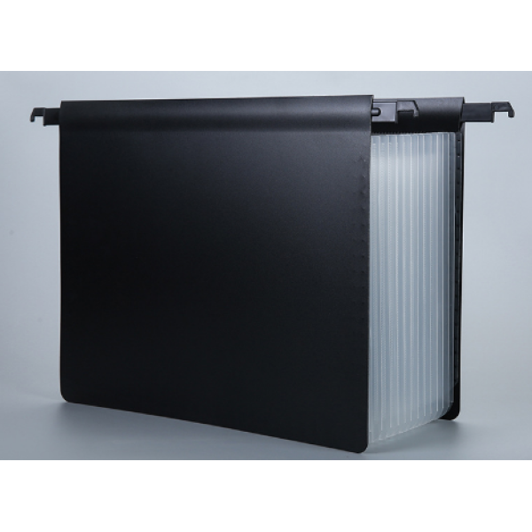 ZY7020-13   挂式三边封13格风琴包
（黑+白） 单色清装 塑料