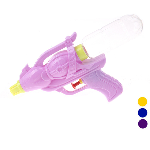 实色透明瓶单喷水枪蓝黄紫3色 塑料