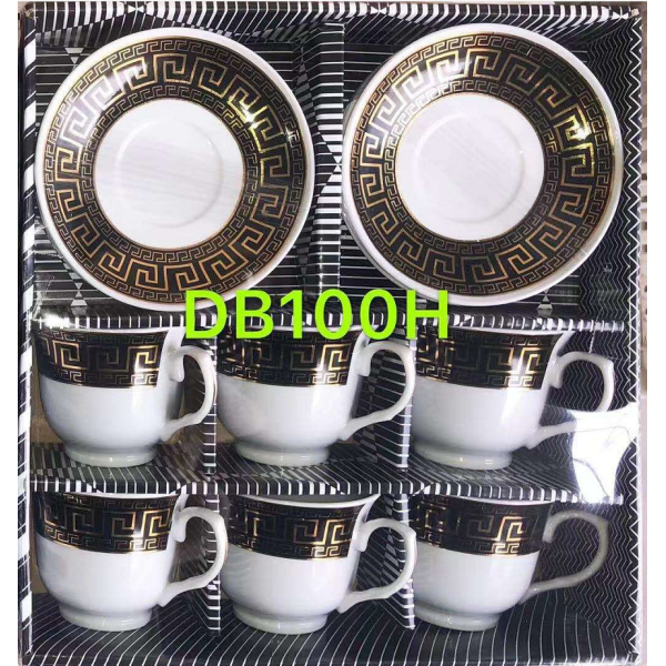 220ML 咖啡杯碟套装6只 单色清装 陶瓷