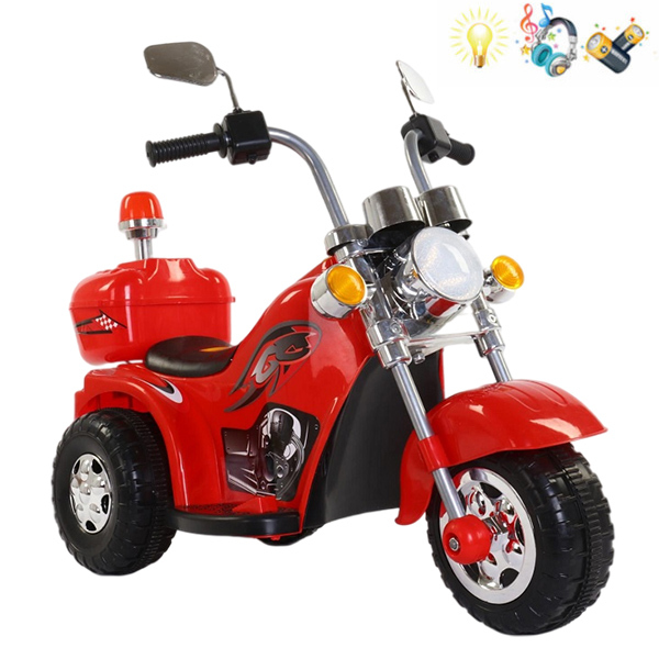 儿童电动车带充电器 电动 电动摩托车 实色 英文IC 灯光 音乐 塑料轮胎 塑料