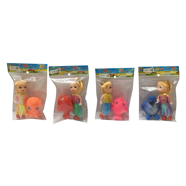 4款小娃娃带动物 3寸 塑料