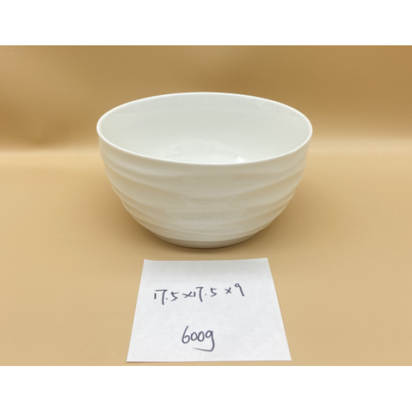 白色瓷器碗
【17.5*17.5*9CM】 单色清装 陶瓷