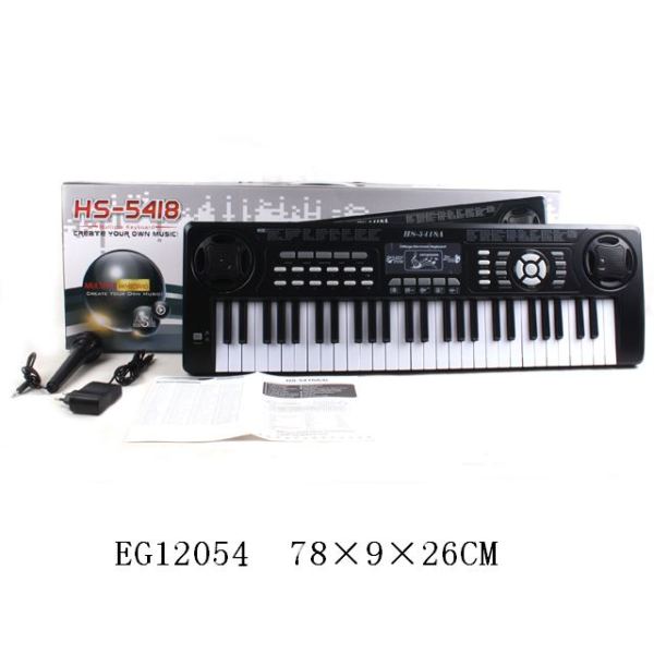 54键电子琴带麦克风,充电器,铁网黑色 仿真 不分语种IC 塑料