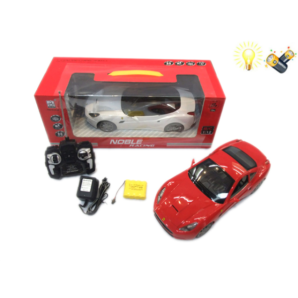 1:12法拉利遥控车带灯光,充电器,电池白红2色 灯光 塑料