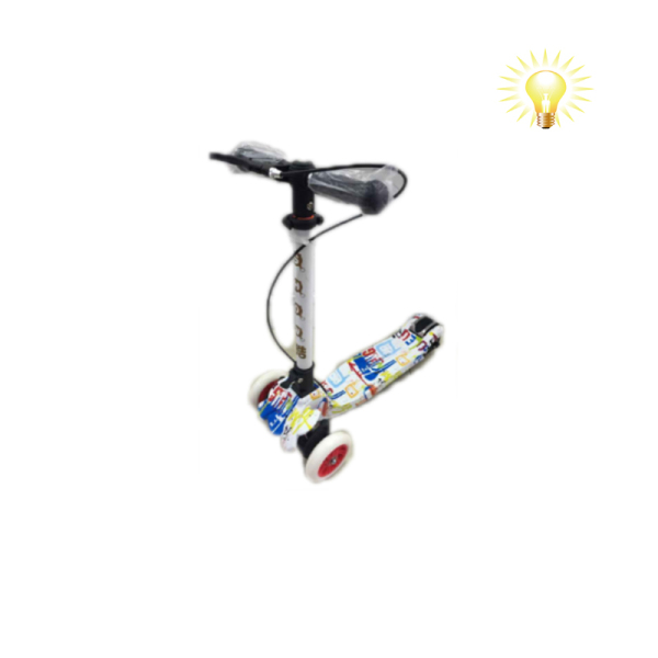 滑板车（新款水转印色 带手刹） 滑板车 三轮 灯光 金属