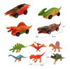 4pcs恐龙车+6pcs恐龙 回力 黑轮 塑料
