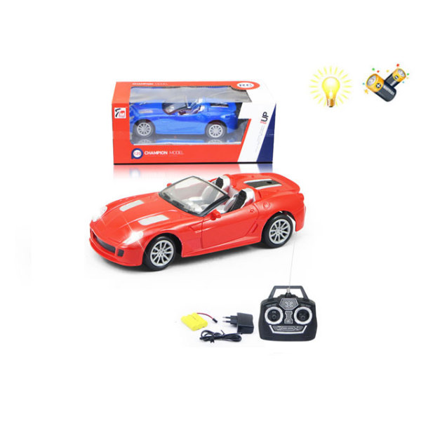 1:20四通法拉利遥控车带灯光,电池,充电器红蓝2色 4通 灯光 塑料