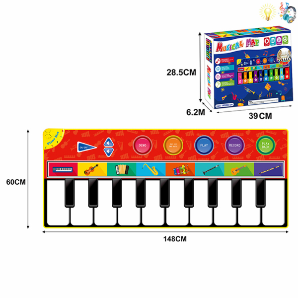 148红色乐器版儿童钢琴游戏爬行地毯垫脚踏跳舞毯 地毯 灯光 音乐 不分语种IC 塑料