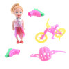 小娃娃带自行车,安全帽,溜冰鞋 3寸 塑料