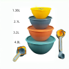 圆形塑料沙拉碗含勺子八件套【4.8L
】 单色清装 塑料