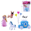 娃娃带马车,小狗,眼镜,气球 3.5寸 塑料