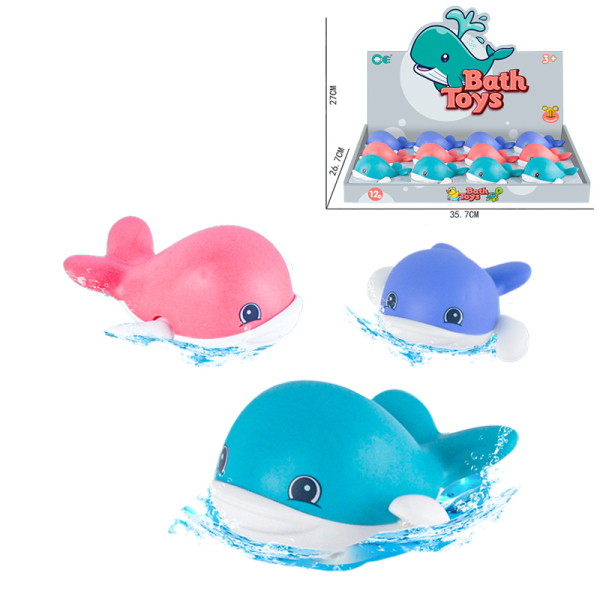 12PCS 浴室戏水鲸鱼 3色 塑料