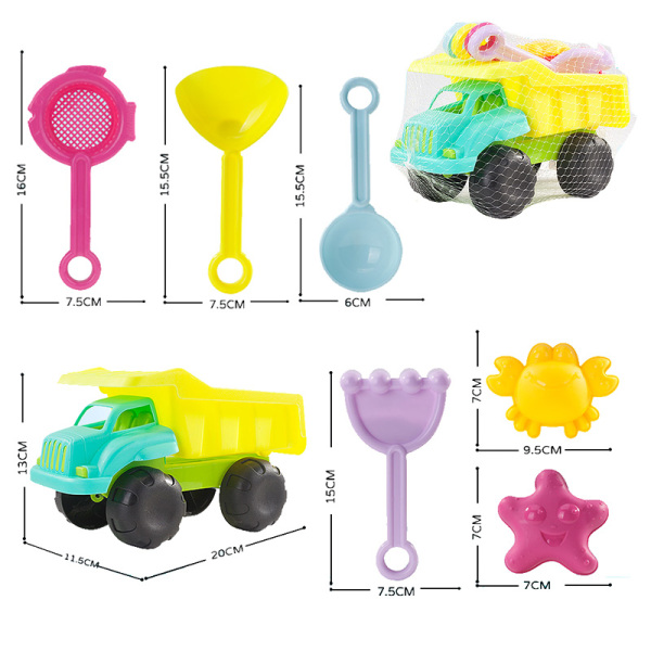 7pcs沙滩车组合 3色  塑料