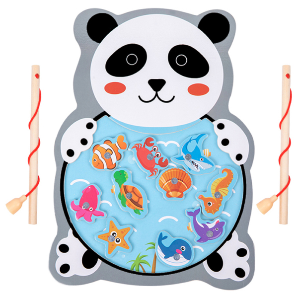 木制磁性熊猫钓鱼 带磁性 木质