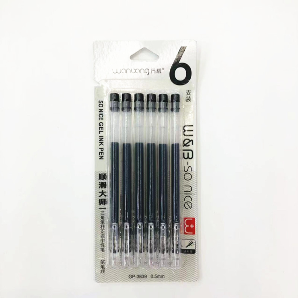 k30-6支三角杆正姿中性笔全针管0.5mm 0.5MM 黑色 混色 塑料