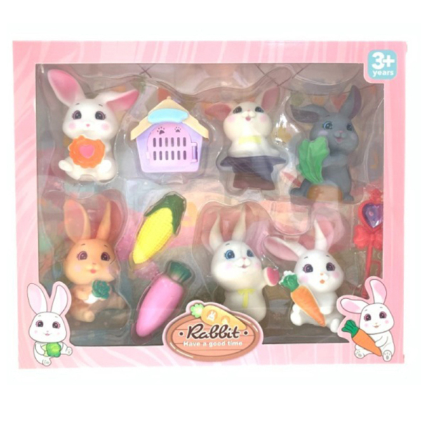 6(pcs)搪胶宠物兔带配件 塑料
