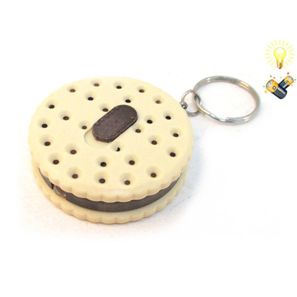 圆饼干LED灯手电筒钥匙扣包电 塑料