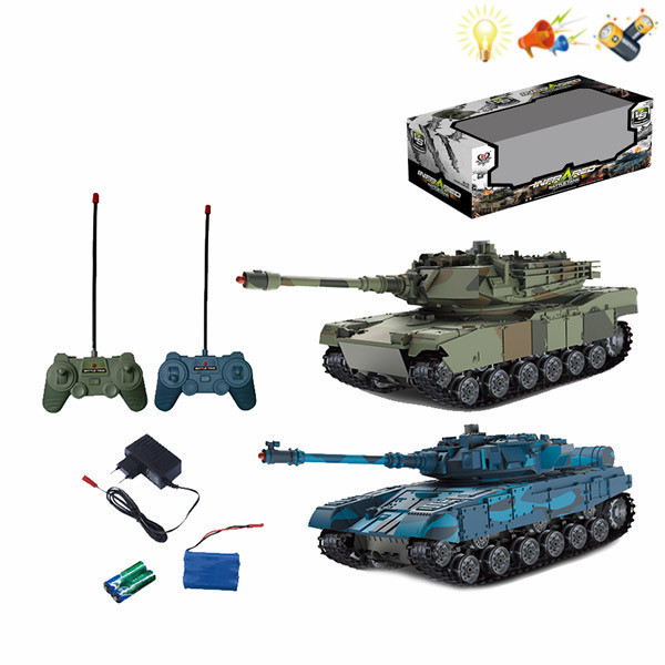 2PCS坦克带充电器,红外线 遥控 对战 6通 灯光 声音 不分语种IC 包电 塑料