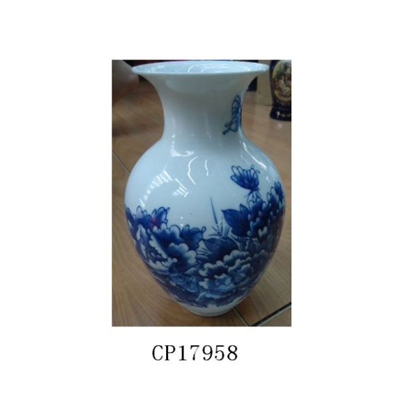 24*14cm50号青花大莲子花瓶 陶瓷