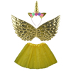 独角兽发夹金色天使翅膀裙子三件套 套装 塑料