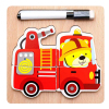 立体拼图画板-消防车 木质