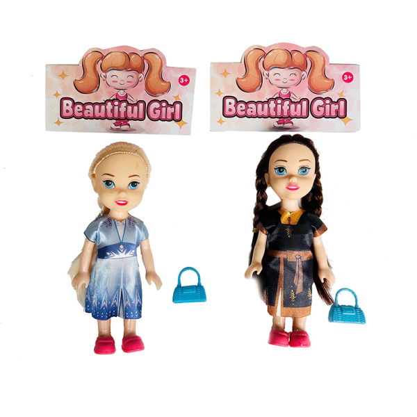 2款式实身时尚娃娃带包包 6寸 塑料